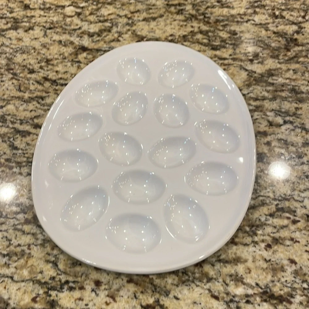 🐣White Ceramic Egg Platter 🥚 Dish